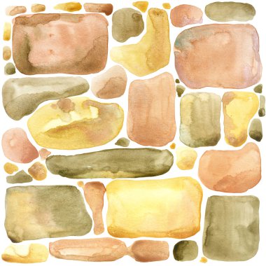 Stone wall Gold palette watercolor background clipart