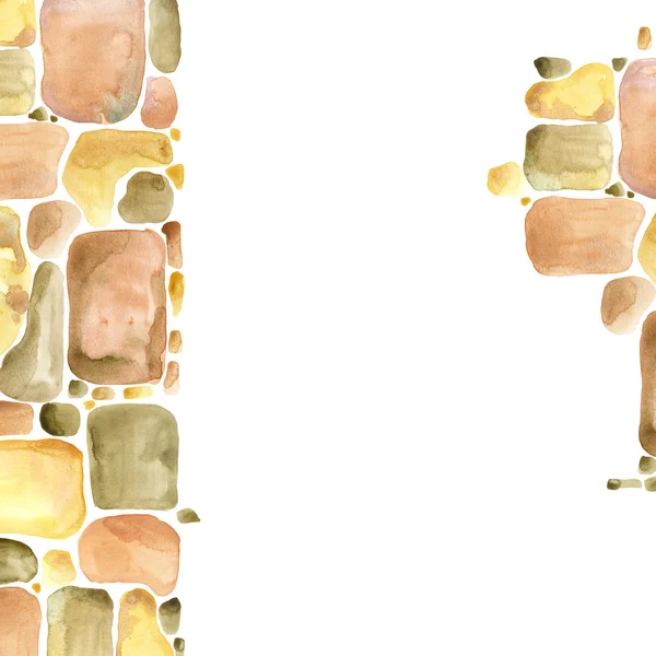 Stone wall Gold palette watercolor background — Stock Photo, Image
