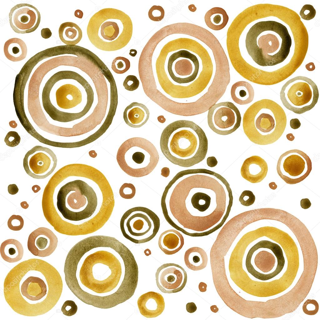 Gold palette watercolor circles background.