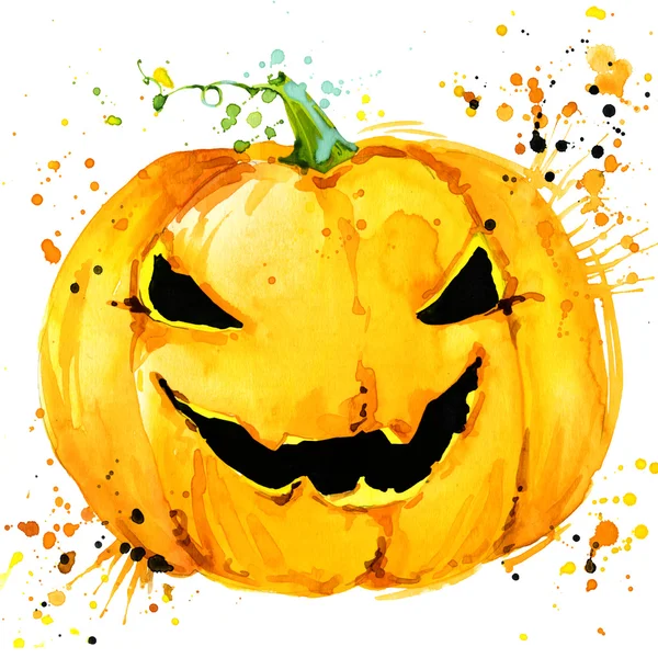 Calabaza de Halloween. Fondo de ilustración de acuarela para la fiesta de Halloween . —  Fotos de Stock