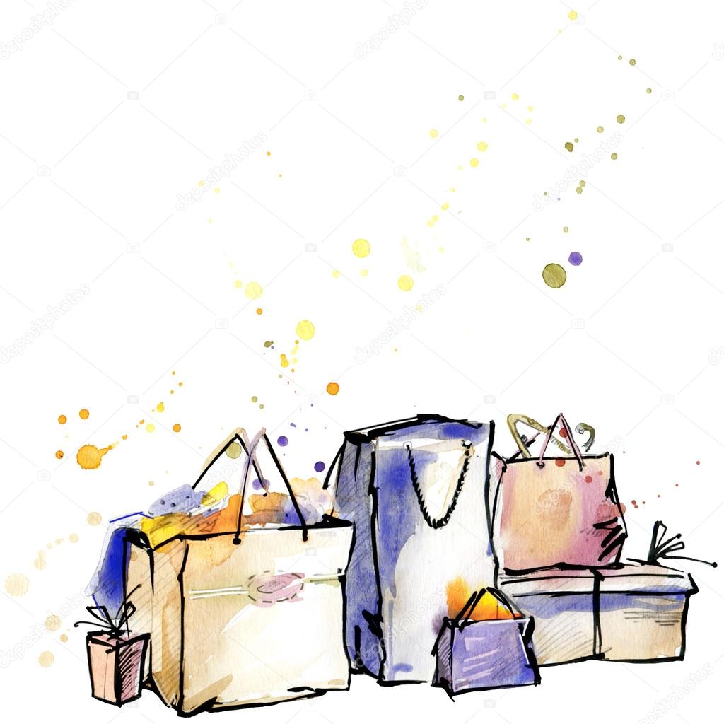 packaging, bags, bag, buy, watercolor background  splashes and drops texture