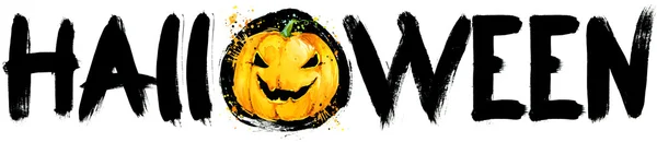 Halloween akvarel ruky nakreslené text návrhu pozadí. Akvarel ilustrace — Stock fotografie