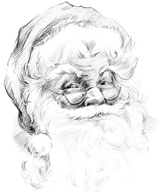 Noel Baba portre çizimi. Noel Baba arka plan taslağını