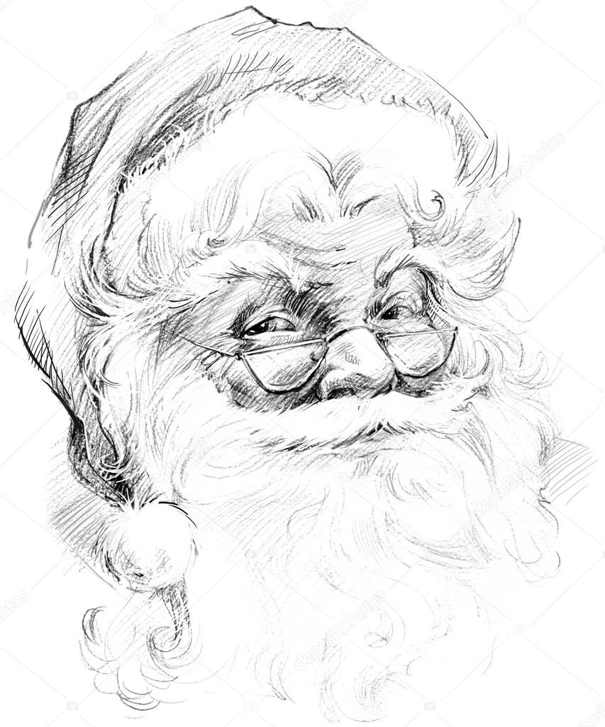 Santa Claus portrait sketch. Sketch of Santa Claus background