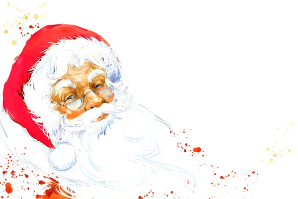 Aquarel Santa Claus. Santa Claus Christmas achtergrond. Nieuwjaar achtergrond. — Stockfoto