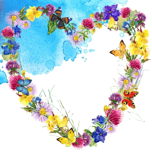 Watercolor flower. Summer flowers watercolor background. Invitation card. Watercolor plant. Floral texture background — Φωτογραφία Αρχείου