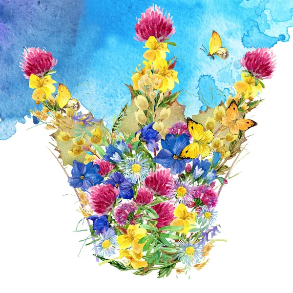 Fleur aquarelle. Fleurs d'été fond aquarelle. Carte d'invitation. Plante aquarelle. Texture florale fond — Photo