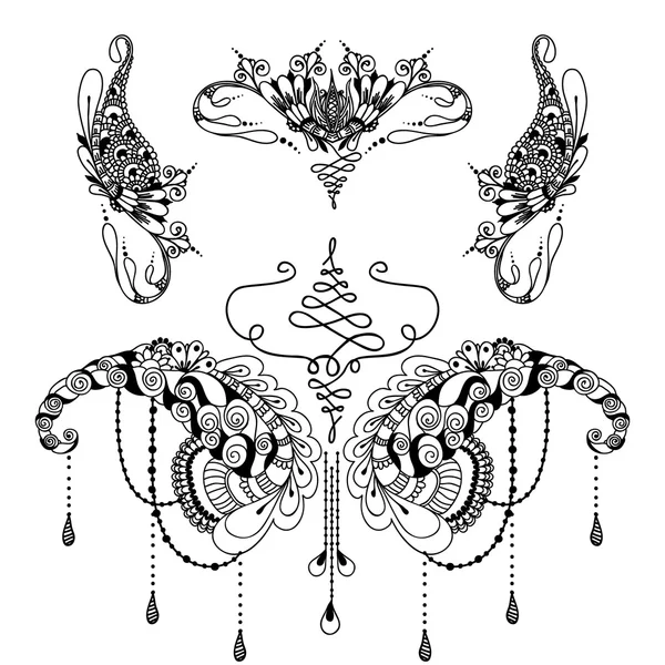 Modello di tatuaggio di fiori Mehndy — Vettoriale Stock