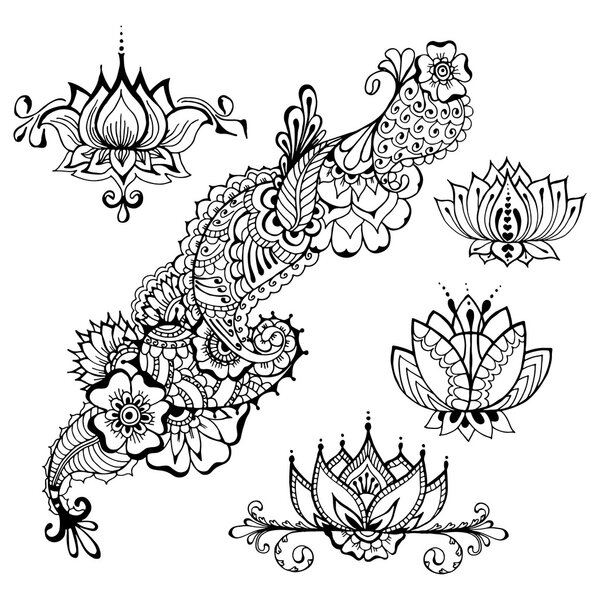 Mehndy flowers tatoo templates.
