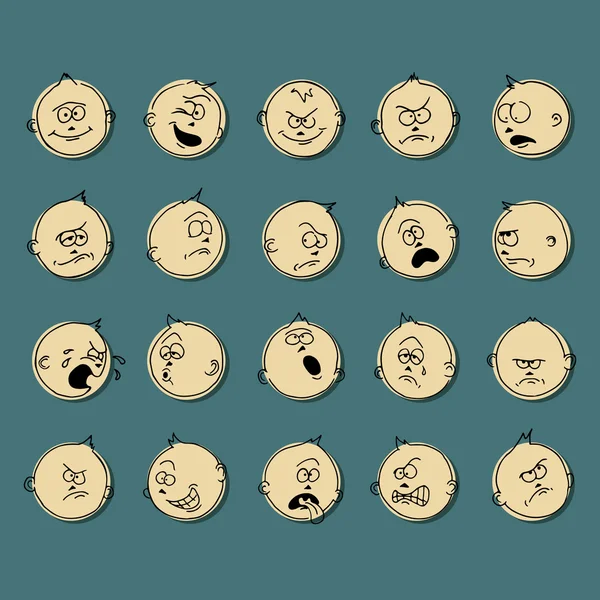 Reihe von Smiley-Gesichtern — Stockvektor