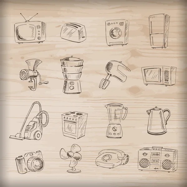 Hand drawn household appliances — Stock Vector