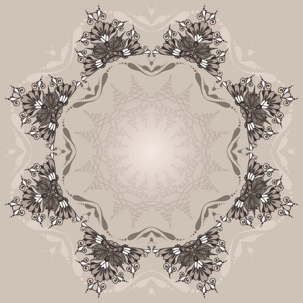 Marco de ornamento floral circular — Archivo Imágenes Vectoriales