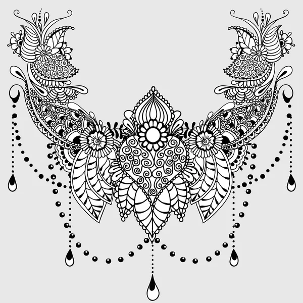 Modello di tatuaggio di fiori Mehndy — Vettoriale Stock