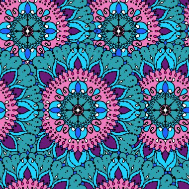 Vektör yuvarlak çiçek süsleme ile Seamless Modeli 