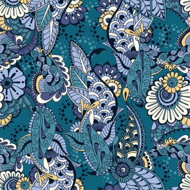 Çiçek elementleriyle kusursuz desen