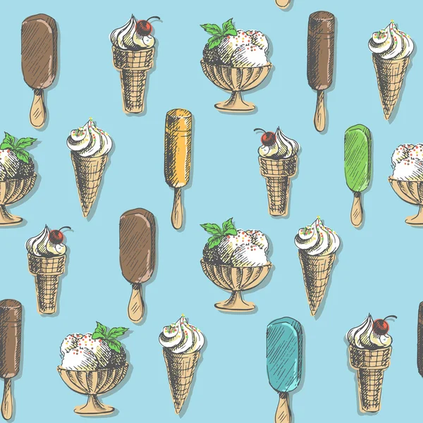 Tipos de sorvete sem costura —  Vetores de Stock