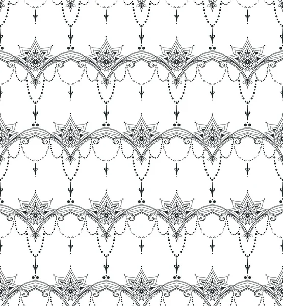 Handgezeichnete florale nahtlose Muster. Schwarz-Weiß-Illustration — Stockvektor