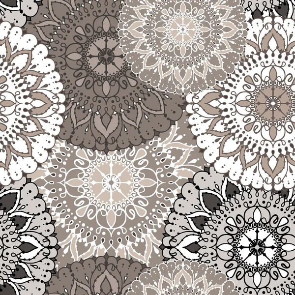 Modèle sans couture vectoriel avec ornement floral circulaire — Image vectorielle