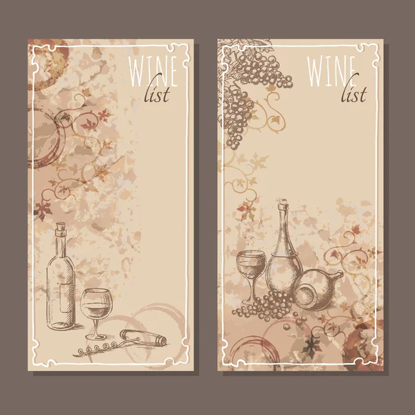 Cartes des vins. Carte de menu croquis . — Image vectorielle