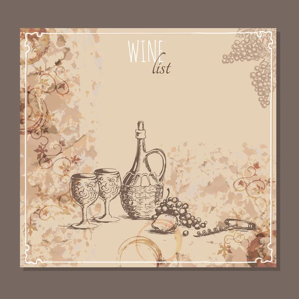 Cartes des vins. Carte de menu croquis . — Image vectorielle