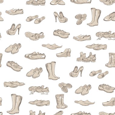 El farklı ayakkabı türleri vektör çizimi.