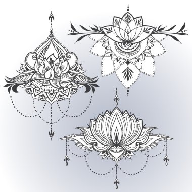 Doğu tarzı çizilmiş lotus