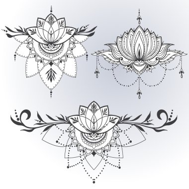 Doğu tarzı çizilmiş lotus