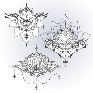 Doğu tarzı çizilmiş lotus