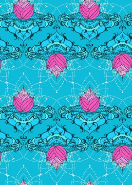 Doğu tarzı çizilmiş lotus