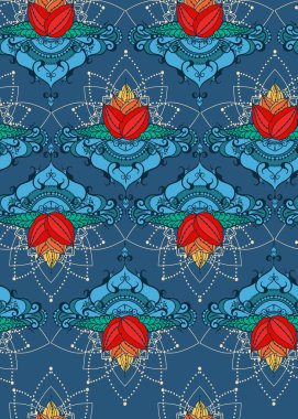 Doğu tarzı çizilmiş lotus