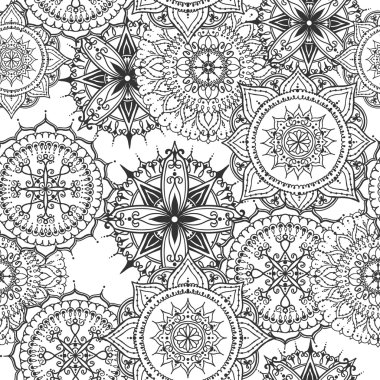 Dövme için dairesel çiçek süsleme şablon ya da başka