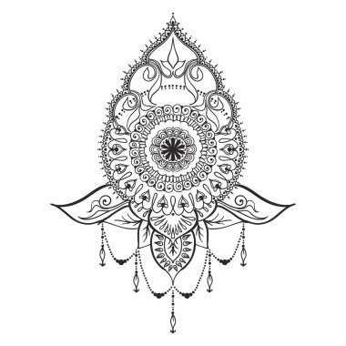 Mehndi tarzında dövme şablonu