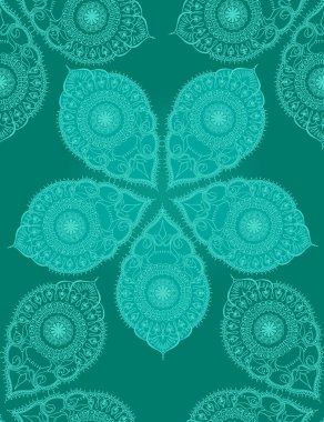 Mandala elemanları ile çiçek el çekilmiş seamless modeli