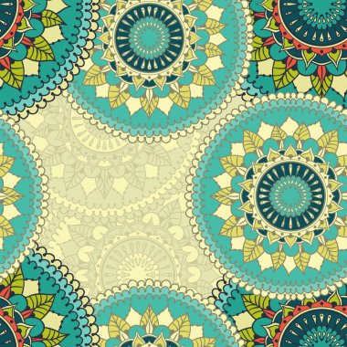 Dairesel çiçek süsleme ile Seamless Modeli 