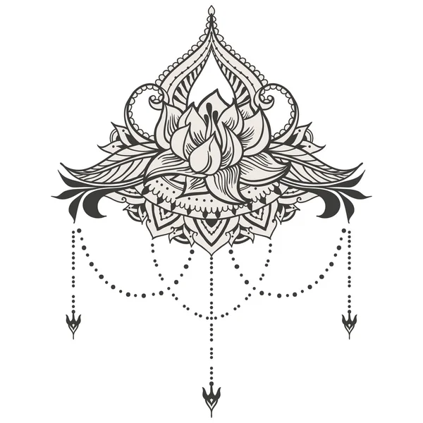 Handgezeichneter Lotus im Ost-Stil — Stockvektor