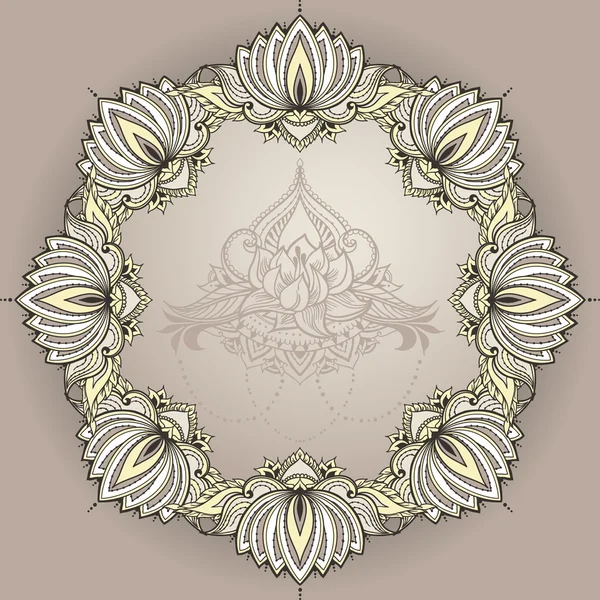 Circular Floral Ornament Template For Tattoo or Else — Stock Vector