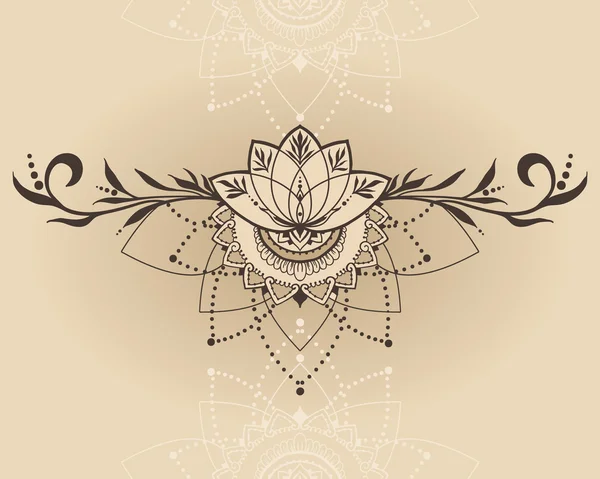 Lotus dessiné à la main dans un style oriental — Image vectorielle