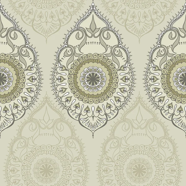 Floral motif sans couture dessiné à la main avec des éléments mandala — Image vectorielle