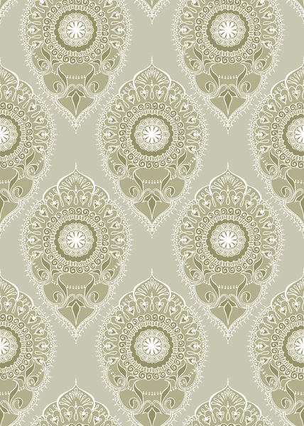 Patrón sin costura dibujado a mano floral con elementos de mandala — Archivo Imágenes Vectoriales