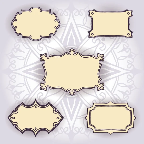 Set of freehand drawn frames on floral background — Stock Vector