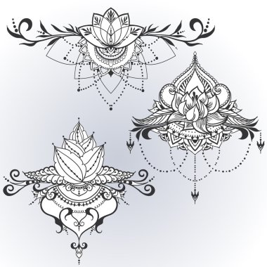 Doğu tarzı çizilmiş lotus