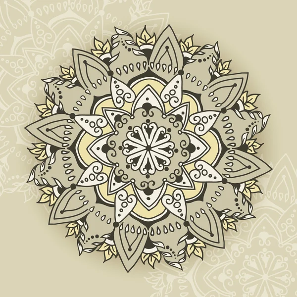 Cirkulär blommig prydnad mall för tatuering, kort eller annat — Stock vektor