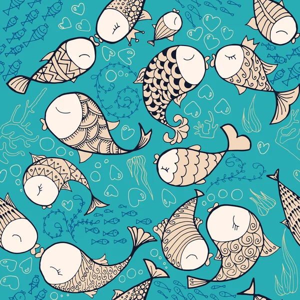 Fishes in love pattern — Stock Vector