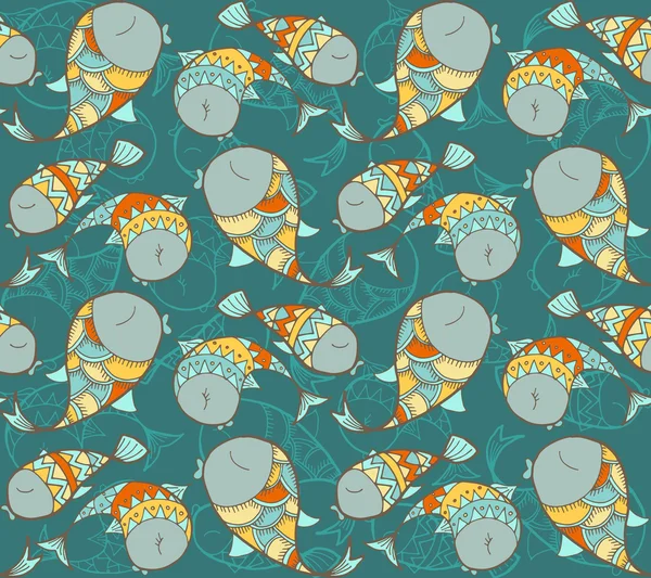 Fishes in love pattern — Stock Vector