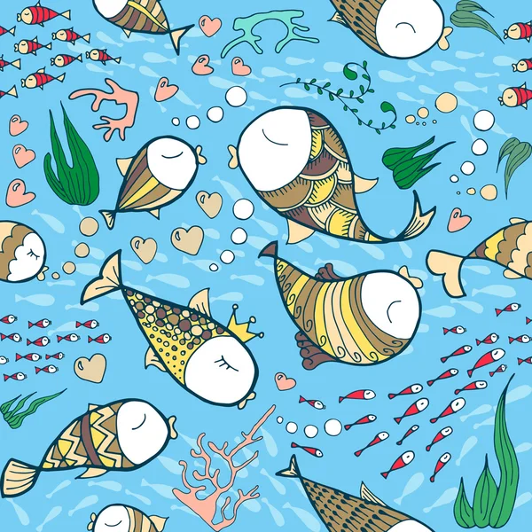 Fishes in love pattern — Stock Vector