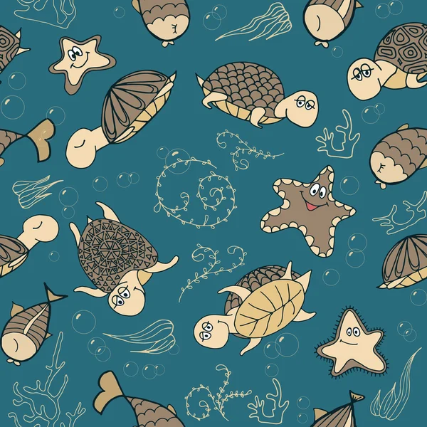 Seamless pattern with turtles — Stock Vector