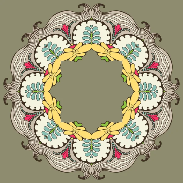 Adorno floral circular — Vector de stock