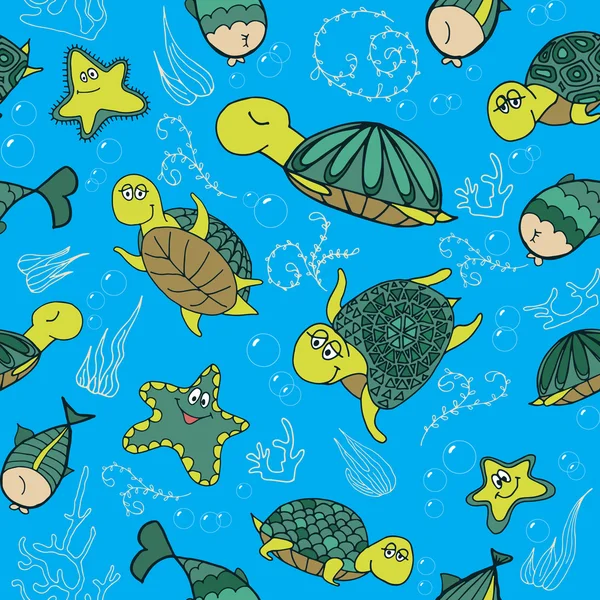 Pattern with turtles — Stock Vector