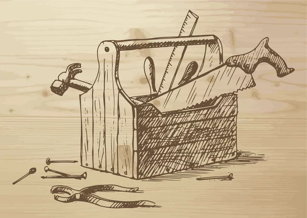 Boîte à outils dessinée à la main — Image vectorielle