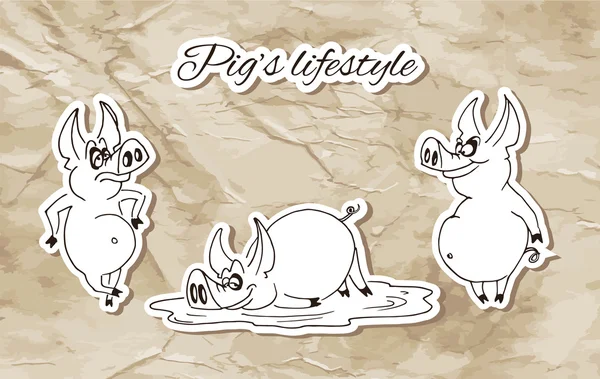 Pig 's Lifestyle — стоковый вектор